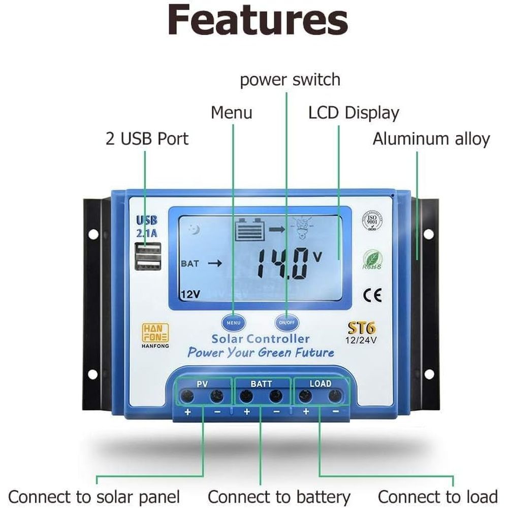 Contrôleur de charge solaire 6 - Charge Controller Solar avis et prix